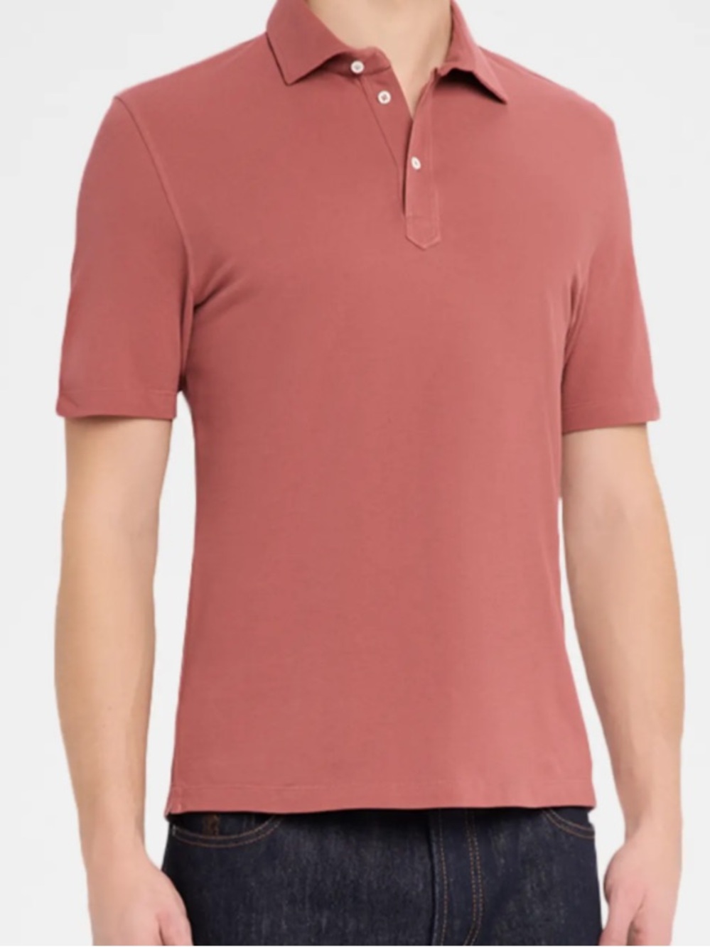 THEORY Men's Short Sleeve Polo Shirt - Dusty Rose! L